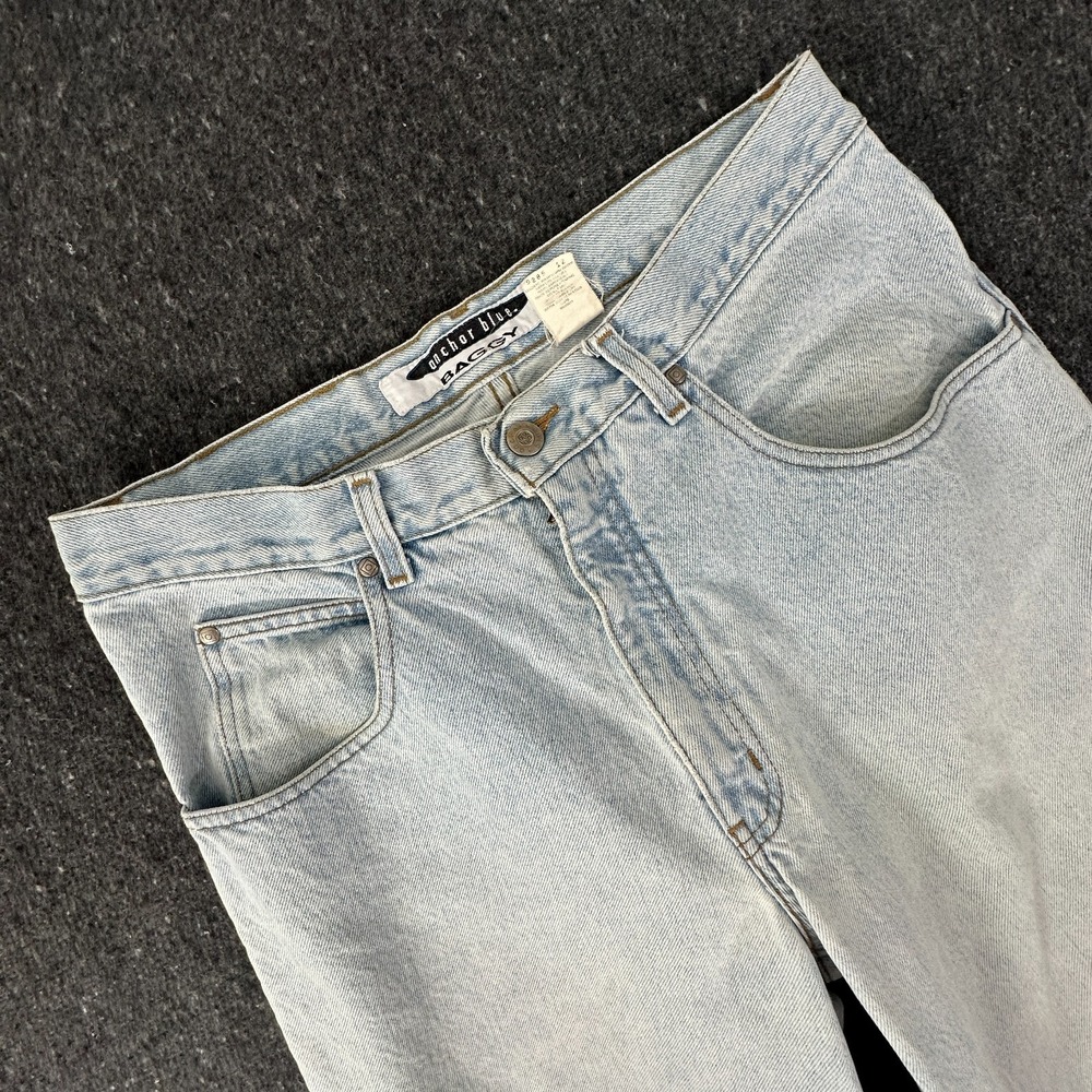 Y2K Anchor Blue Jeans‎ Mens 32 Light Blu Baggy Denim Pants VNTG 90s Skater Style